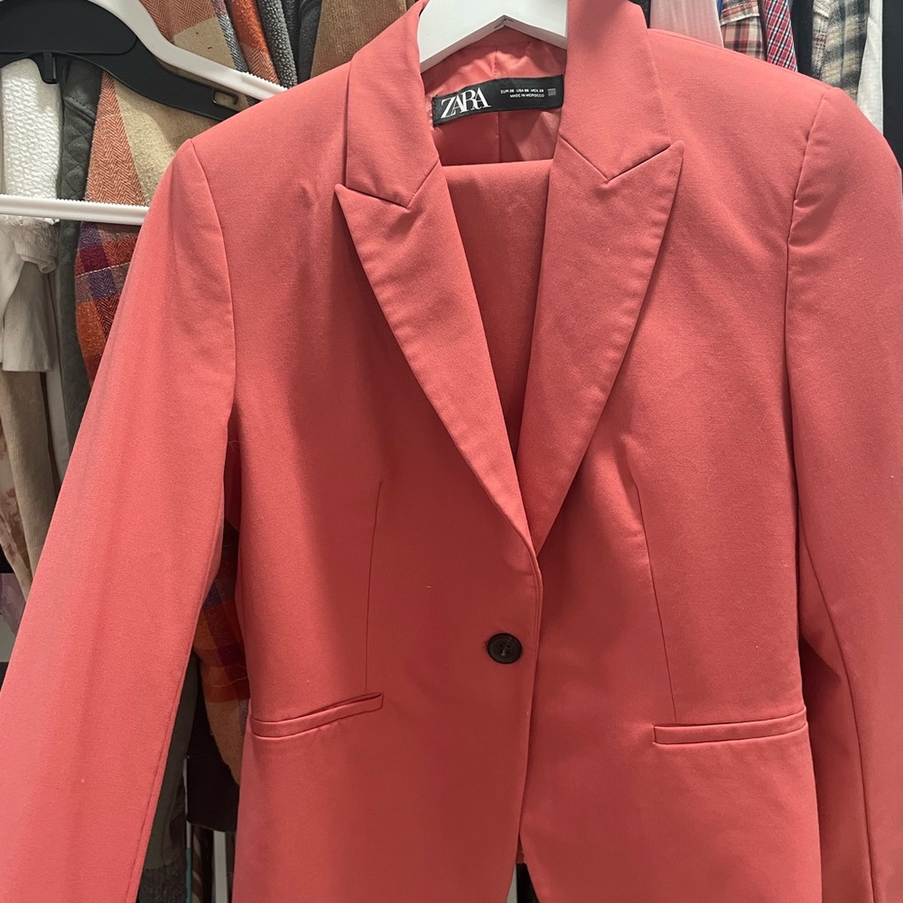 Zara Women's coral blazer jacket and pants set size 6